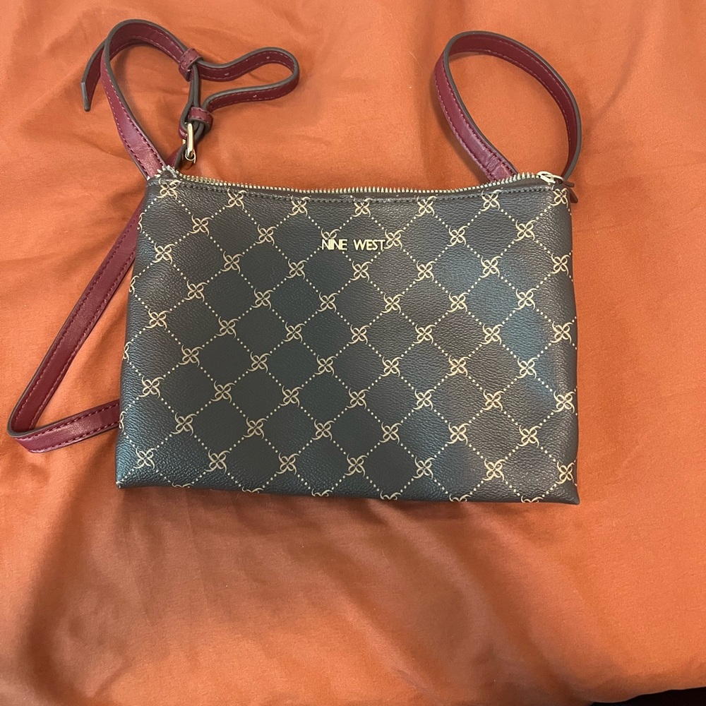 Nine West Black and Burgundy Crossbody Bag